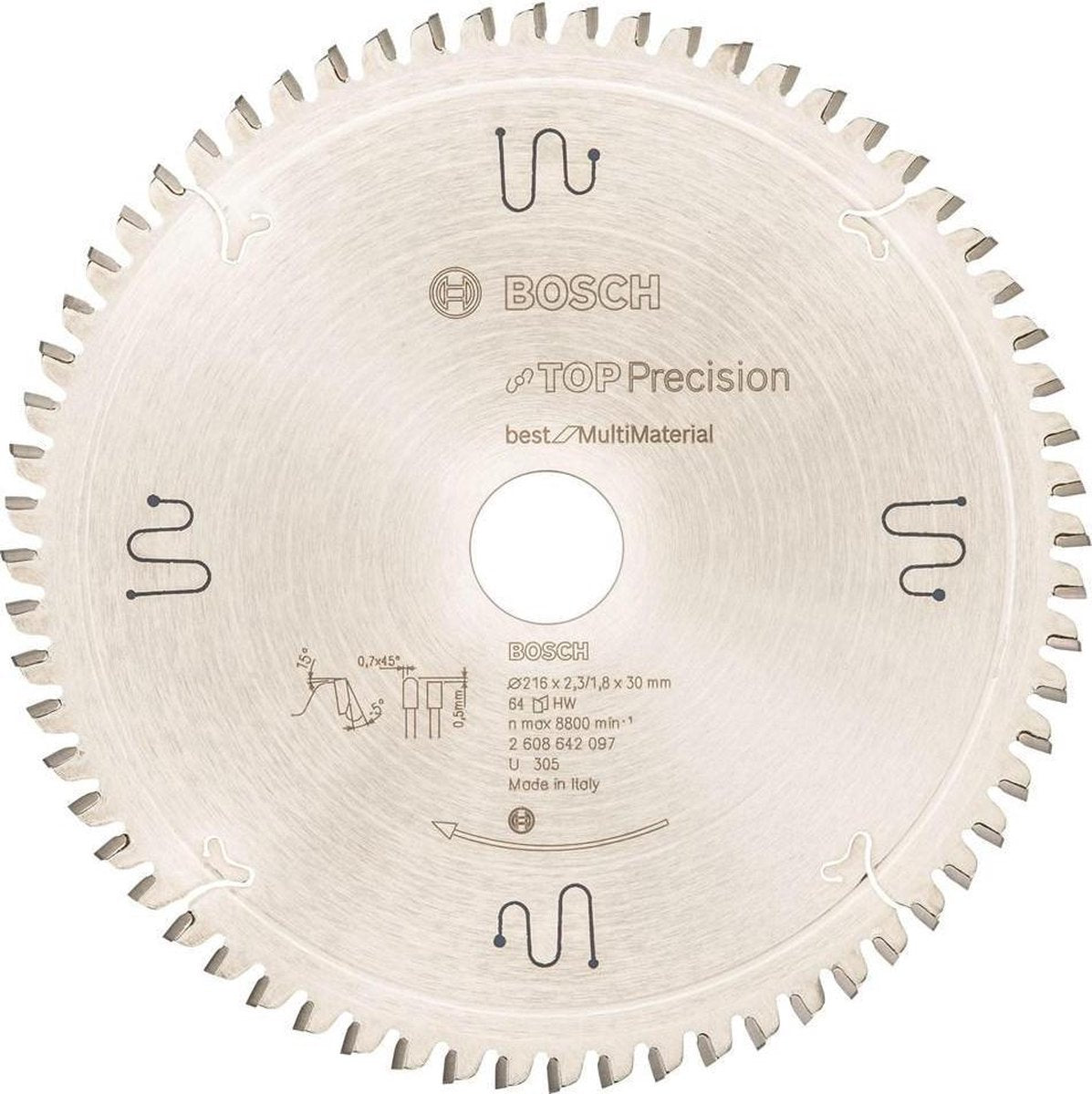 Bosch - lama per sega circolare di precisione superiore migliore per multi materiale 216 x 30 x 2,3 mm, 64