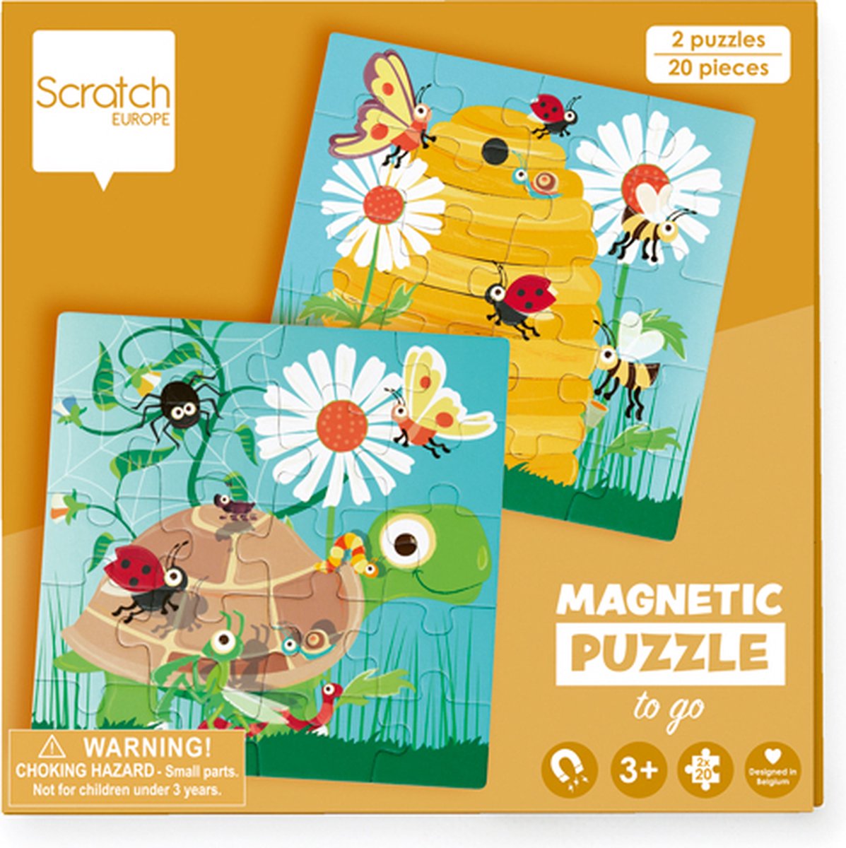 Libro puzzle magnetico da grattare da portare via - festa in giardino - 2 puzzle magnetici da 20 pezzi - 3+