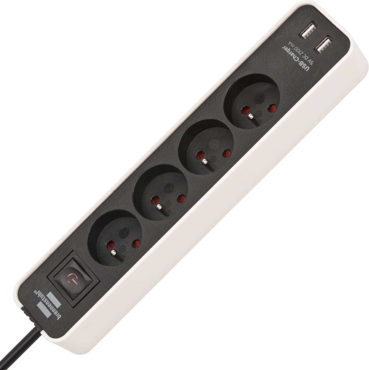 Brennerstuhl regleta ecolor con USB 4 vías 1,5m h05vv-f3g1.5 blanco negro