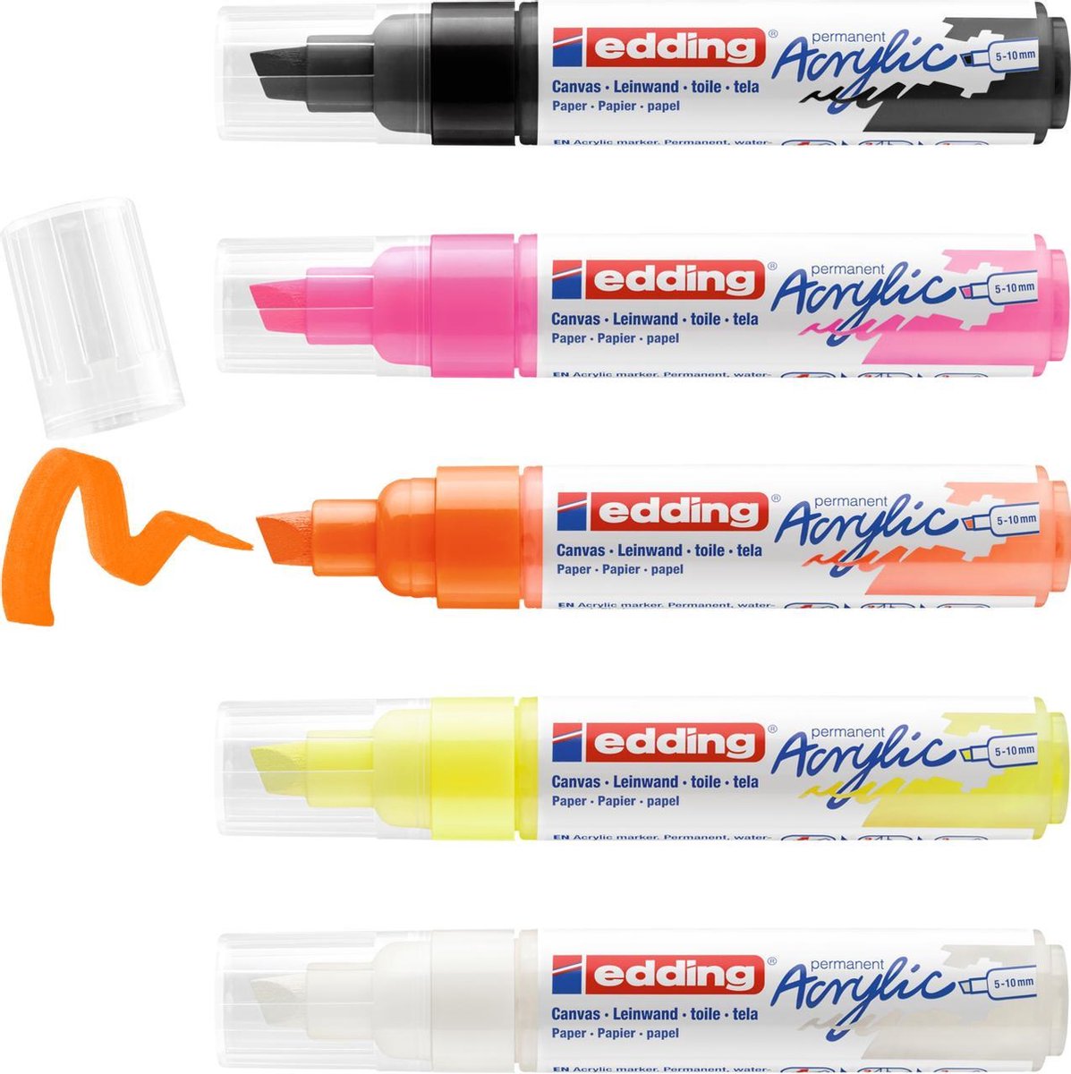 Edding 5000 • set di pennarelli acrilici larghi da 5 pezzi neon
