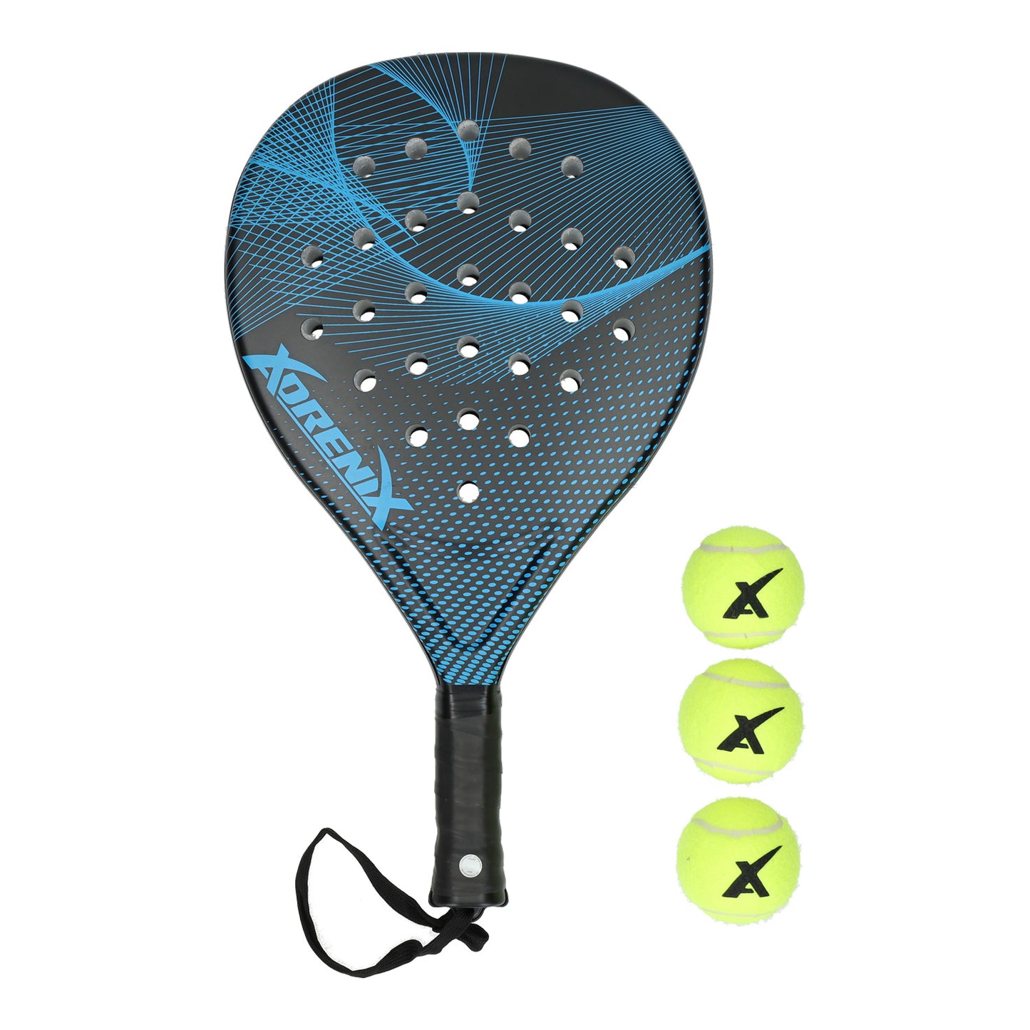 Adrenix Padel Set Raquet con 3 bolas - Azul