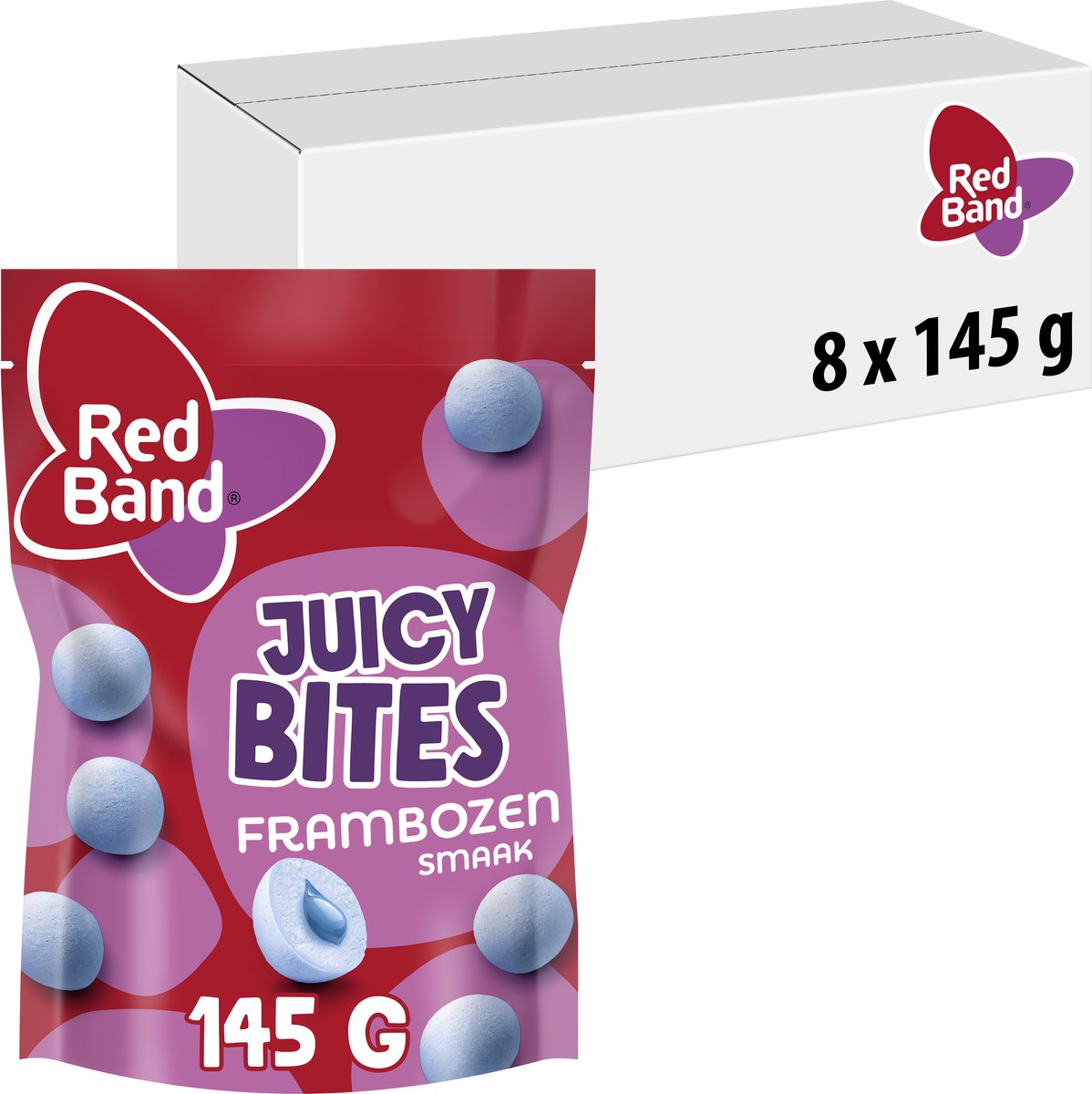 Red band juicy bites - berries - frambozensmaak vulling - 8x145g