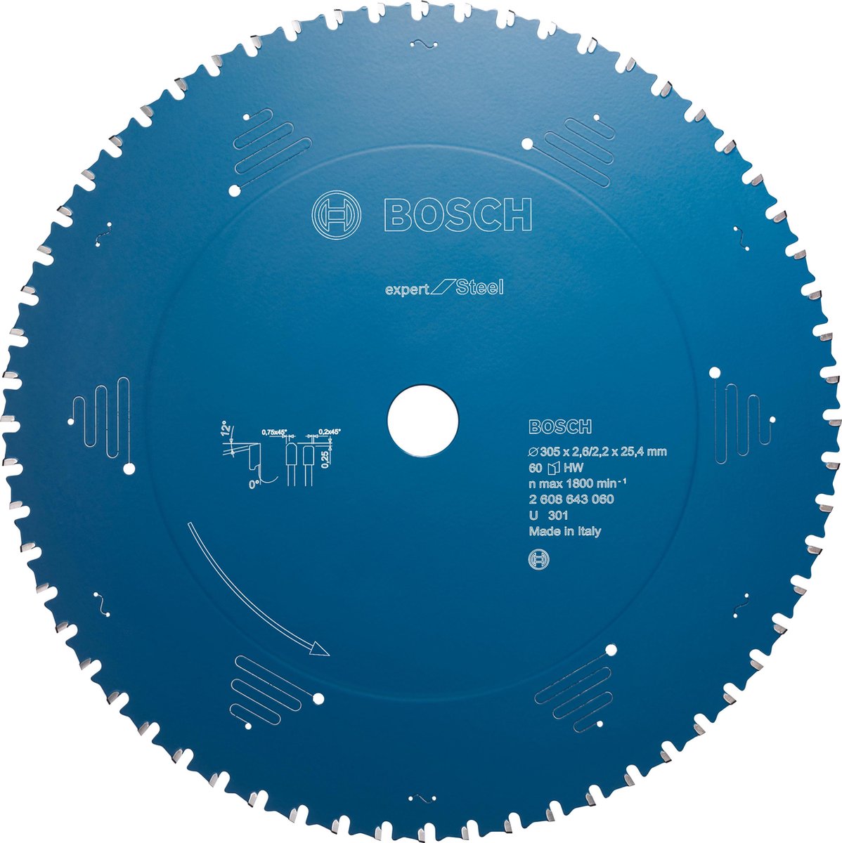 Hoja de sierra circular Bosch expert para acero 305 x 25,4 x 2,2 mm, 60