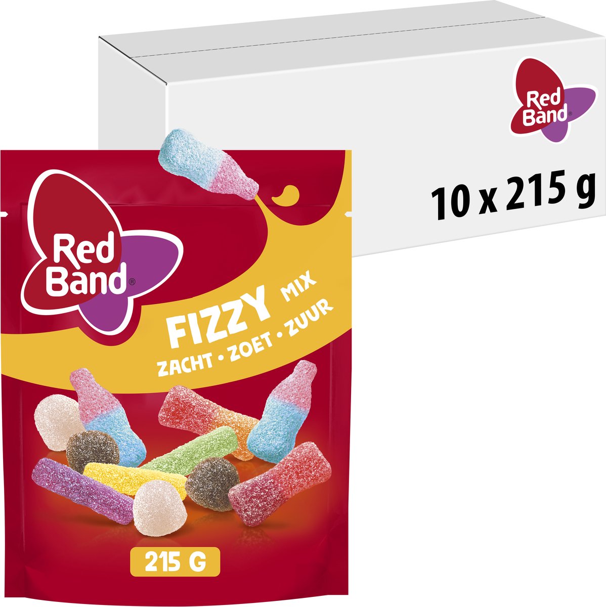 Red band snoepmix fizzy - zuur zoet snoep - 10x215g