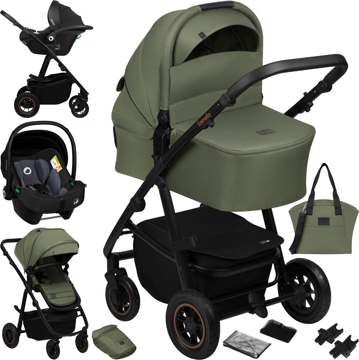 Lionelo amber plus 3 en 1 - cochecito - cuna de viaje - silla de coche - ventilación XXL