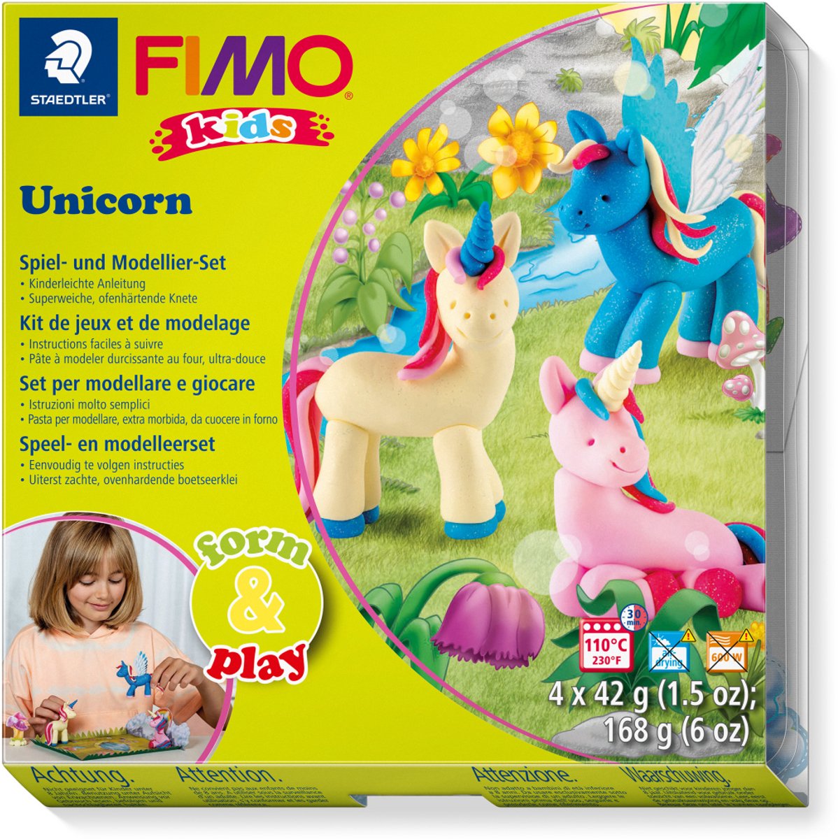 Fimo kids 8034 - plastilina endurecible al horno - juego de formas unicornio