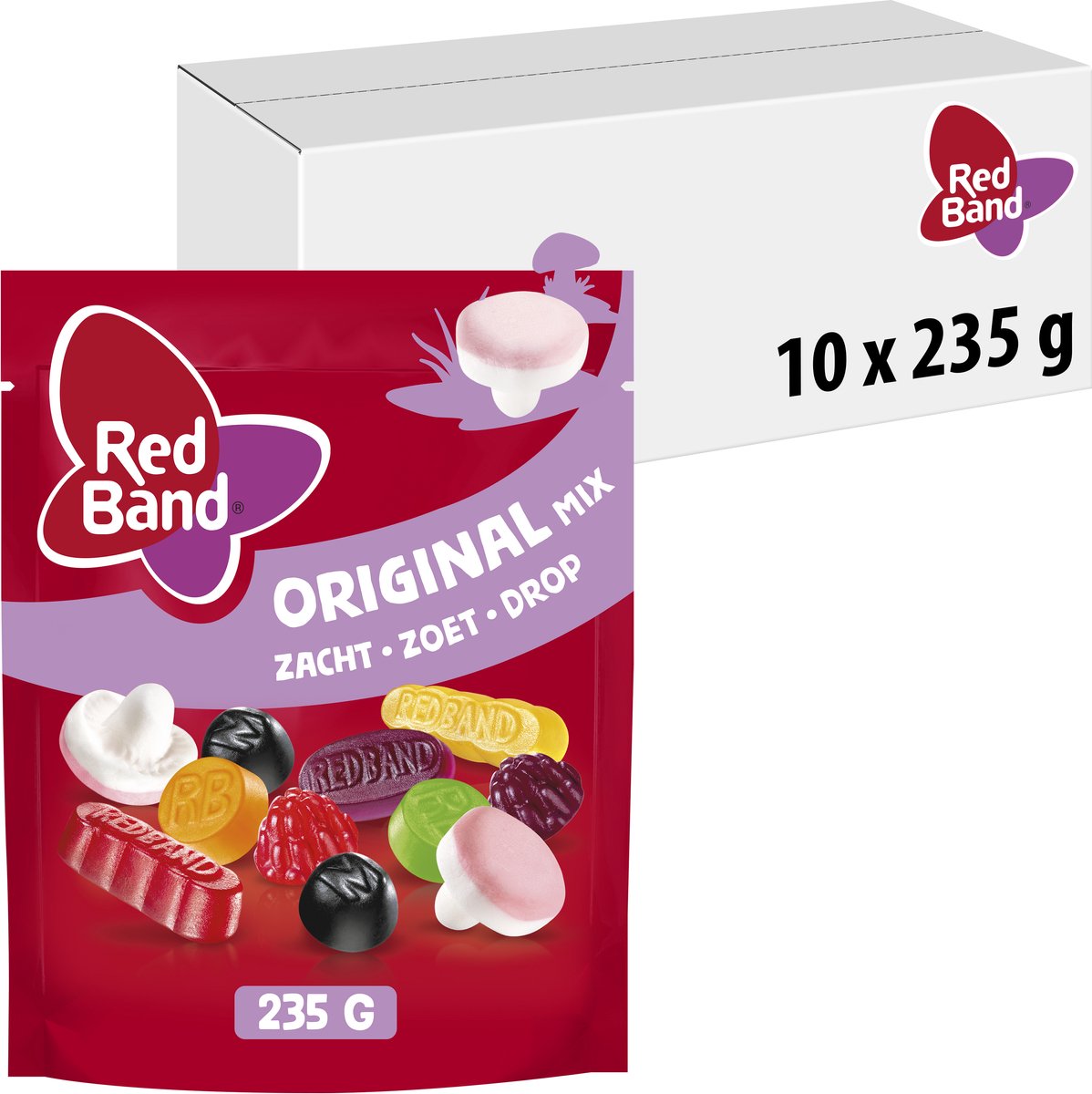 Red band snoepmix original - winegums zoete drop - 10x235g
