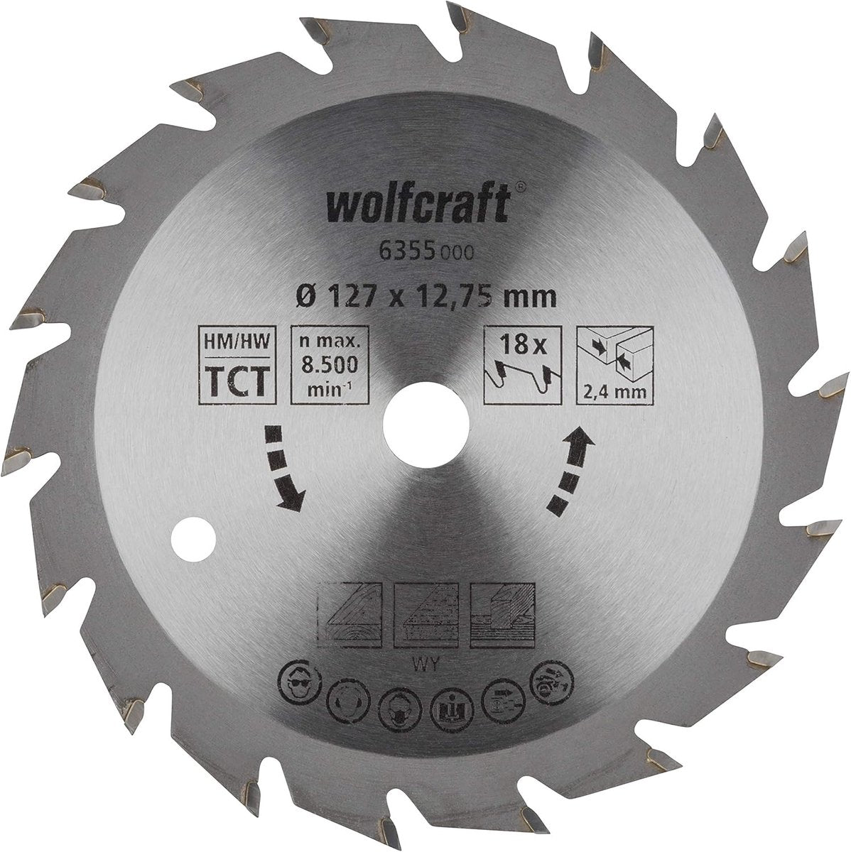 Wolfcraft - lama per sega circolare 127mm - 18 denti - foro 12,75 m - per sega circolare - 6355000