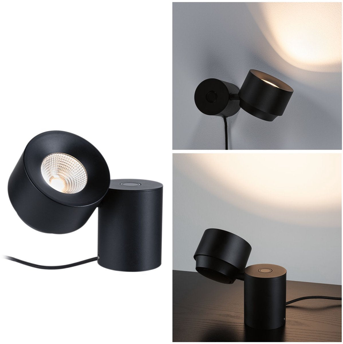 Paulmann Lámpara de mesa LED 3-step-dim panel 2700k 300lm 3w negro