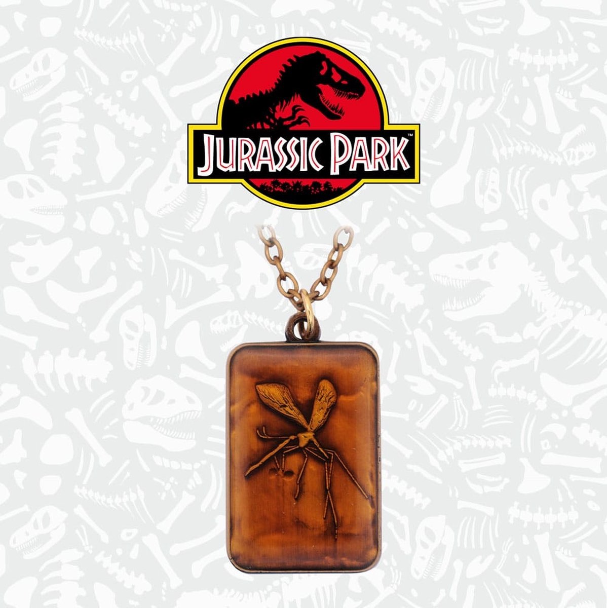 Collana replica Fanattik Jurassic Park con pendente in ambra in edizione limitata