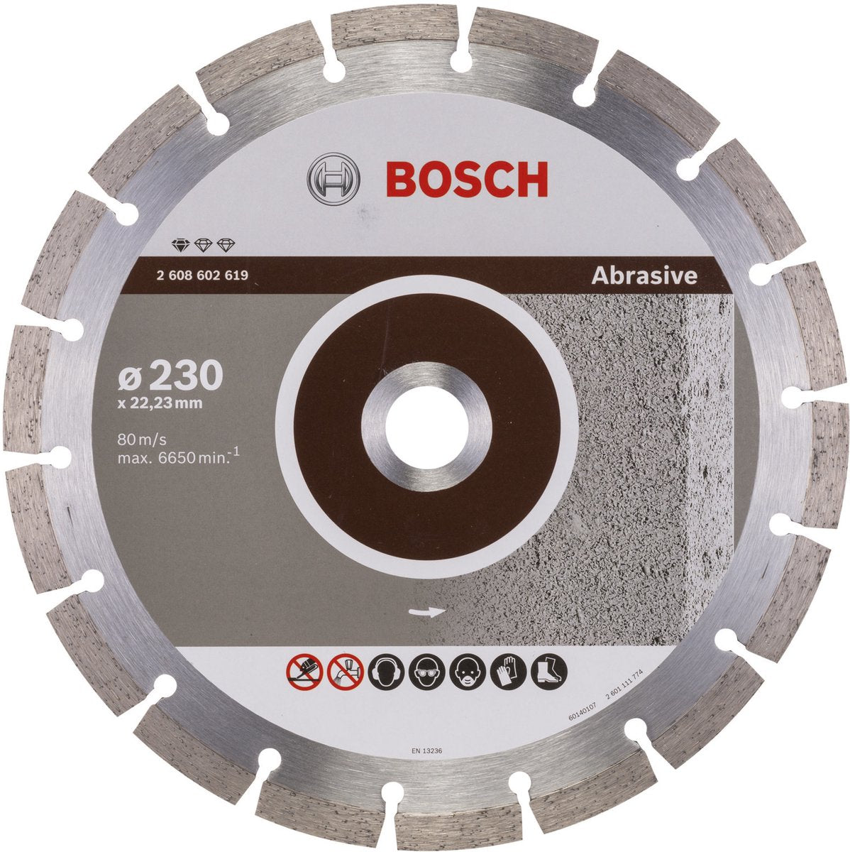 Bosch - disco de corte diamantado estándar para abrasivo 230 x 22,23 x 2,3 x 10 mm