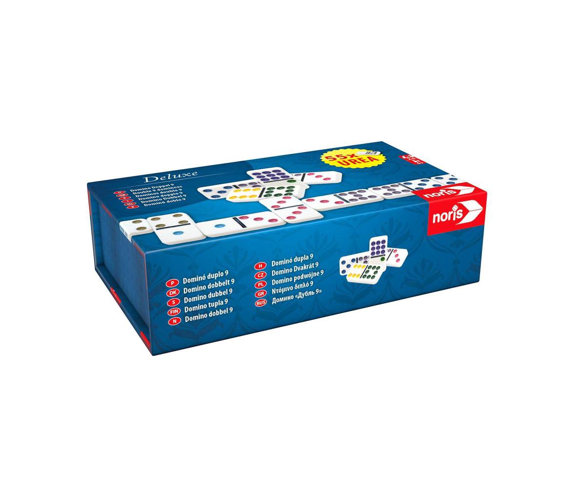 Domino Noris deluxe doppio 9 bianco - gioco classico per 2-6 giocatori - 55 pezzi