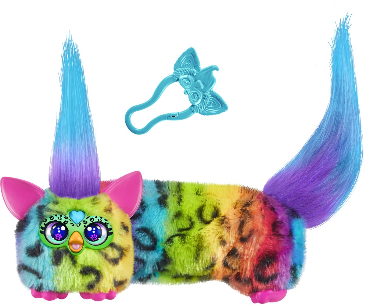 Hasbro furby dj furblets rain-bow-kat, elektronisch miniknuffeldier voor meisjes en jongens van 6+