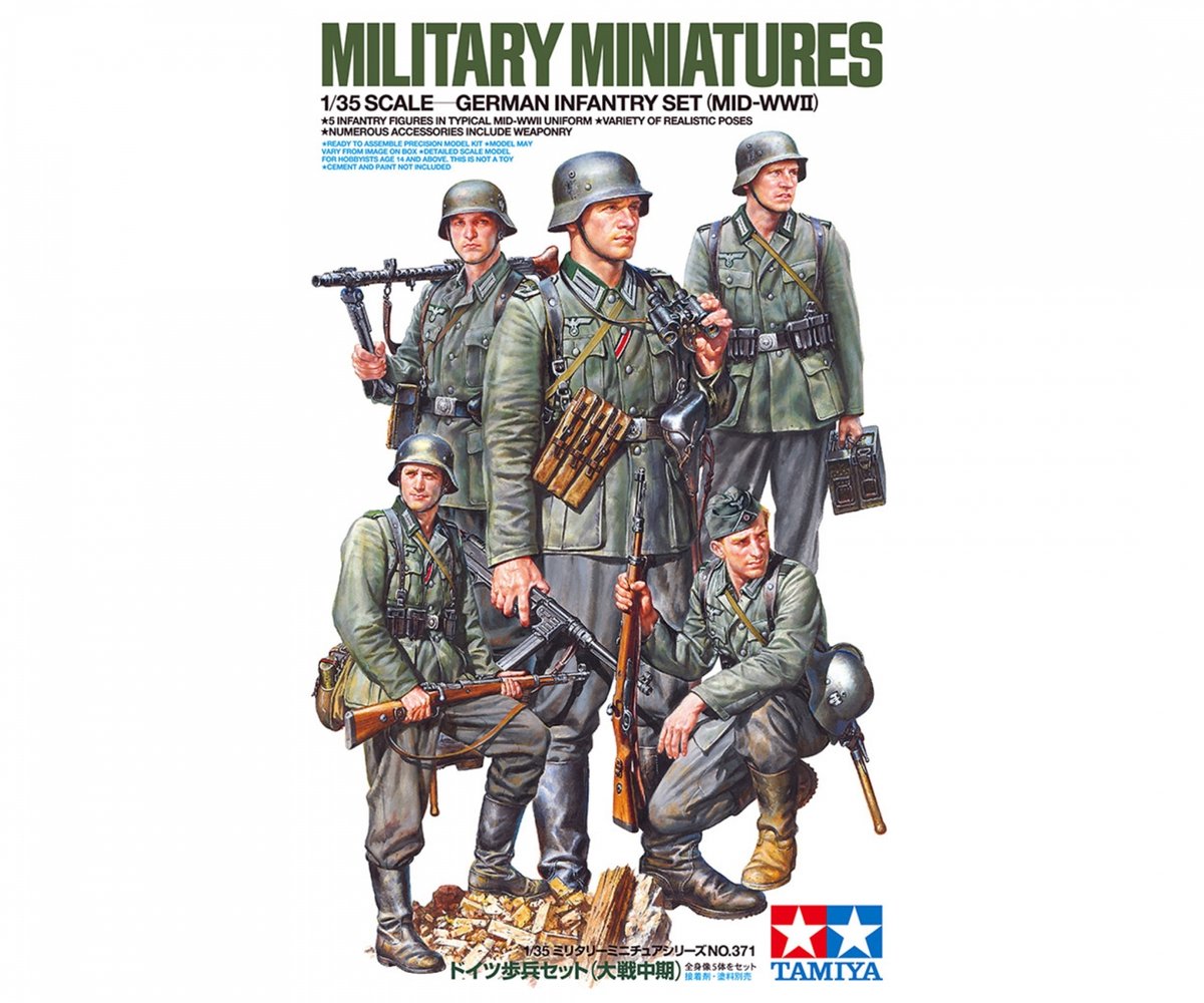 Tamiya modelbouwpakket militaire voertuigen - 35371 german infantry mid-wwii set plastic - 1:35 - modelbouw