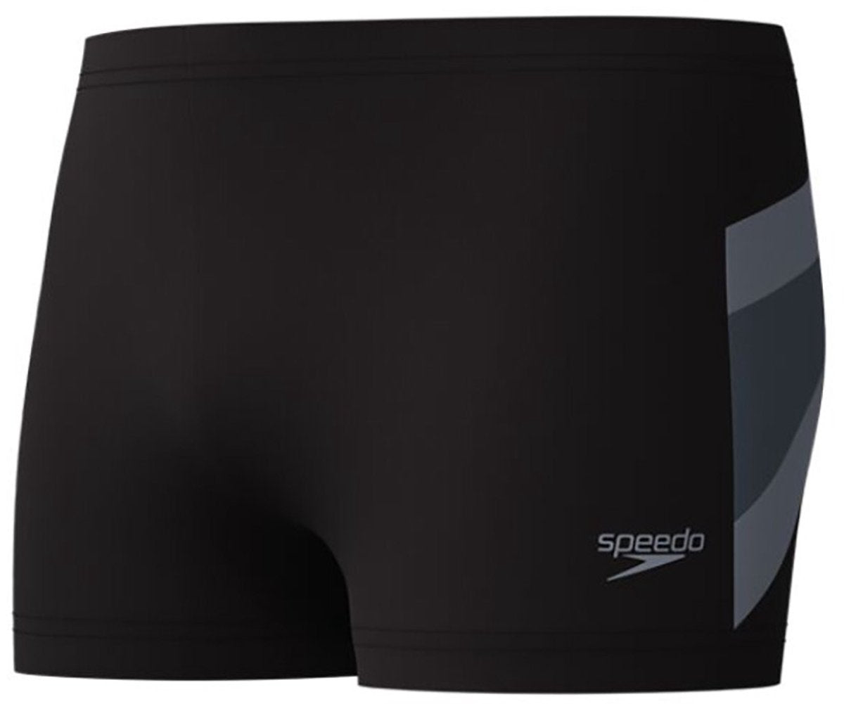 Speedo hyperboom aquashort heren - zwembroek heren - chloorbestendige zwemshort heren - zwemboxer heren met trekkoord - zwart grijs - s