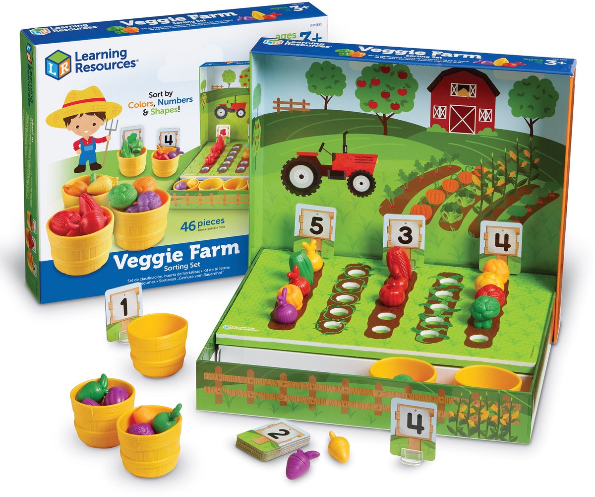 Recursos de aprendizaje granja de verduras - set de clasificación de frutería - 1+