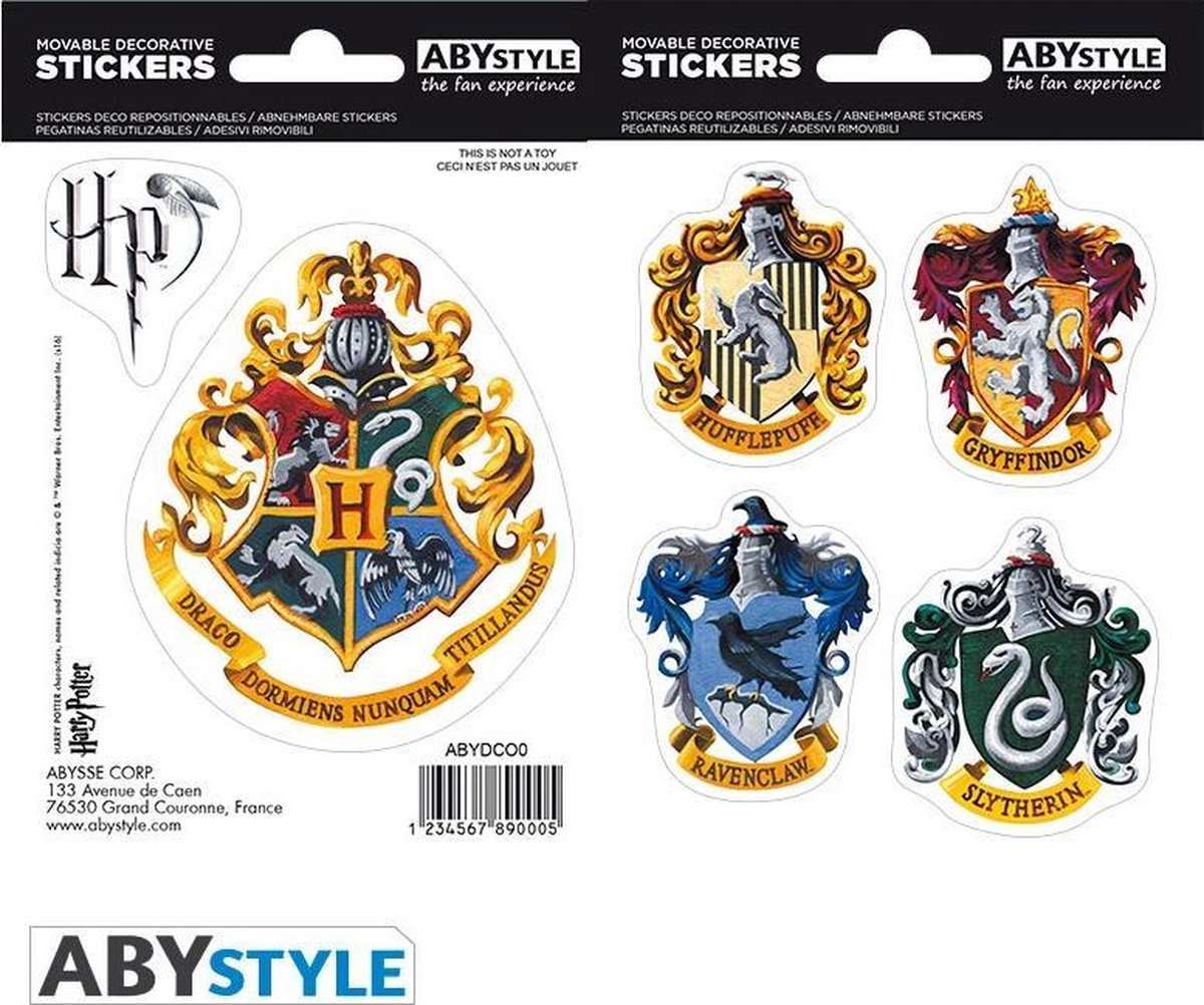 Abystyle harry potter - pegatinas - 16x11cm 2 estantes - casas de hogwarts