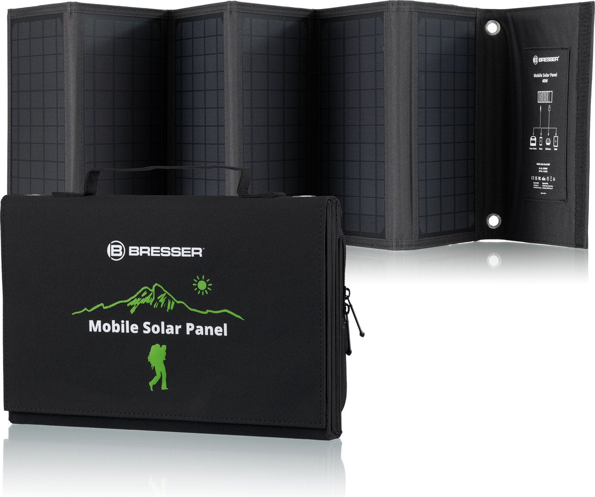 Pannello solare mobile Bresser – 40 W – per smartphone, tablet e altri – 3 porte USB
