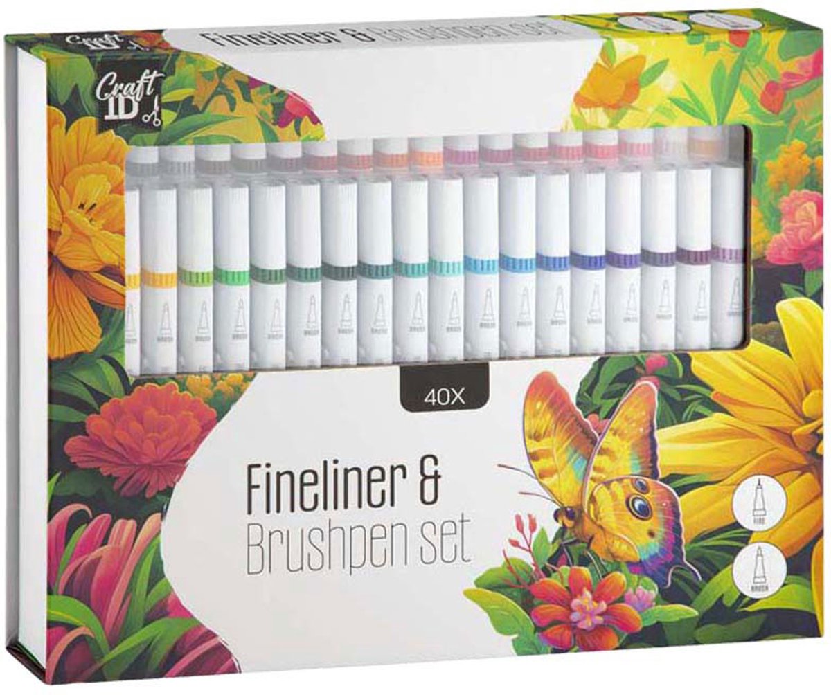 Craft id color set fineliner pincel 40 piezas