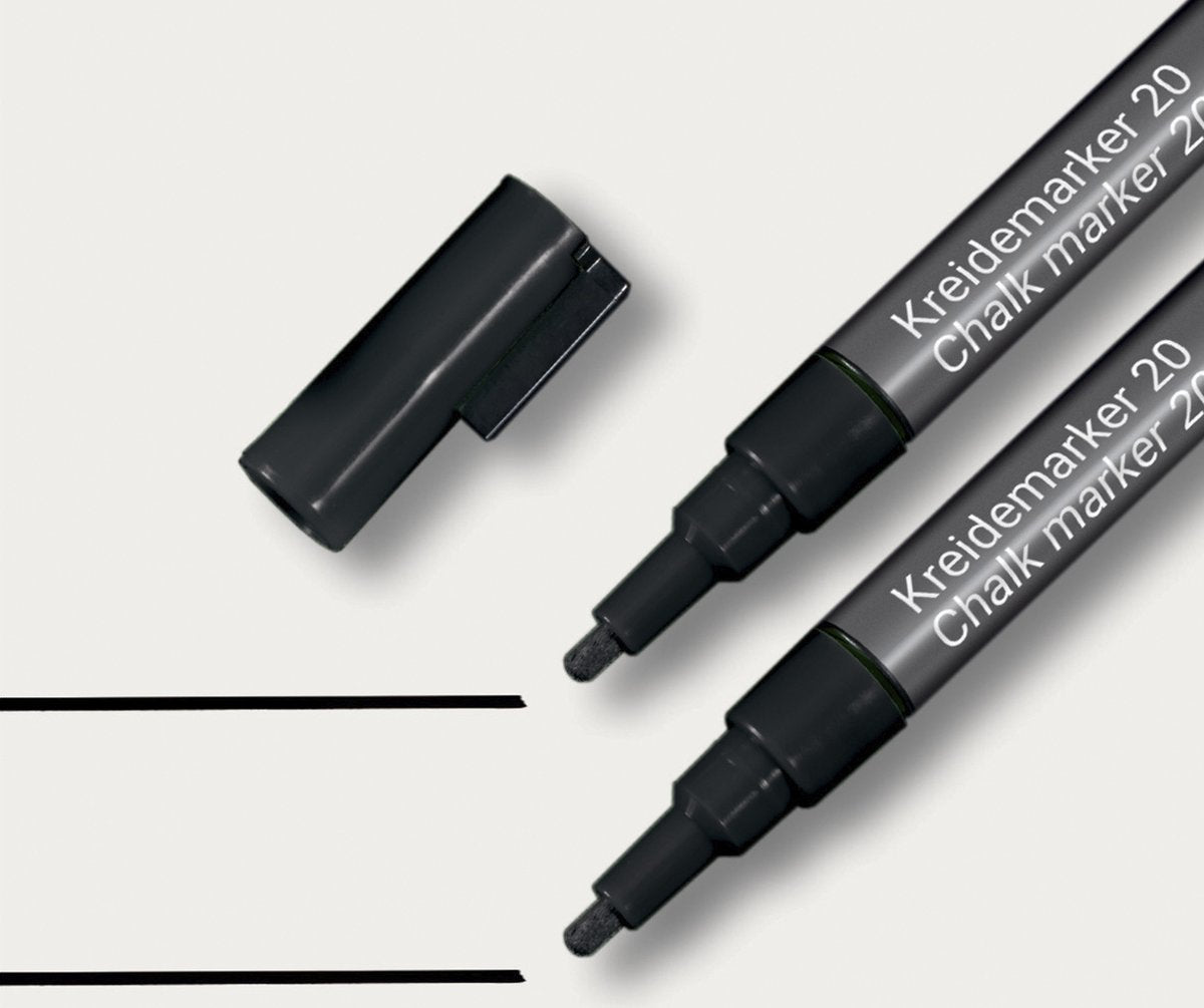 Pennarello a gesso Sigel - nero - punta tonda 1-2 mm - set da 2 pezzi - si-ba177