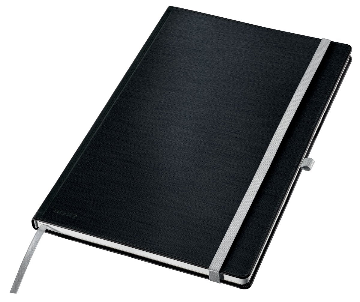 Quaderno stile Leitz A4 a righe - con copertina rigida - carta da 100 grammi - nero satinato
