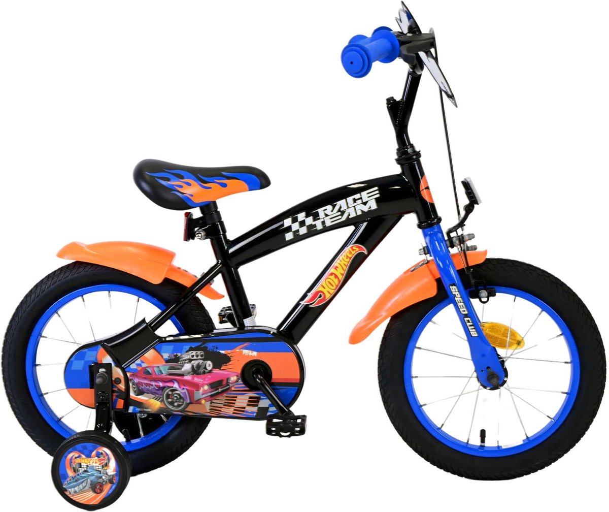 Volare hot wheels kinderfiets - jongens - 14 inch - zwart oranje blauw