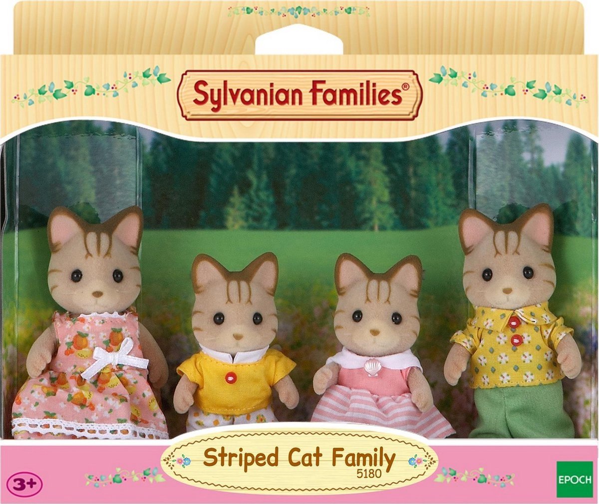 Sylvanian families 5180 familie gestreepte kat- fluweelzachte speelfiguren