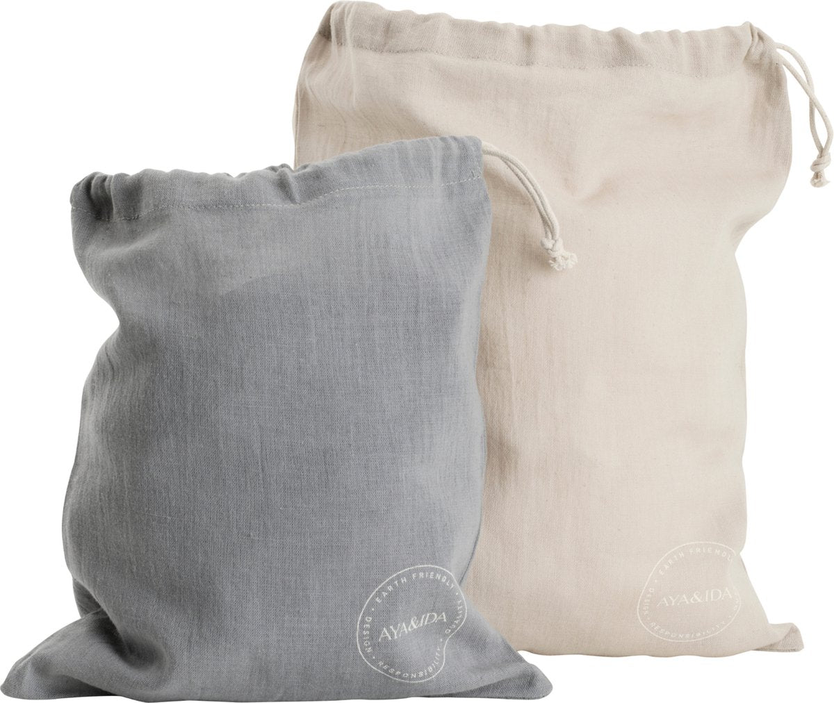 Aya ida aya ida - bolsas de algodón - bolsa de algodón - lonchera - reutilizable - gris oscuro crema beige