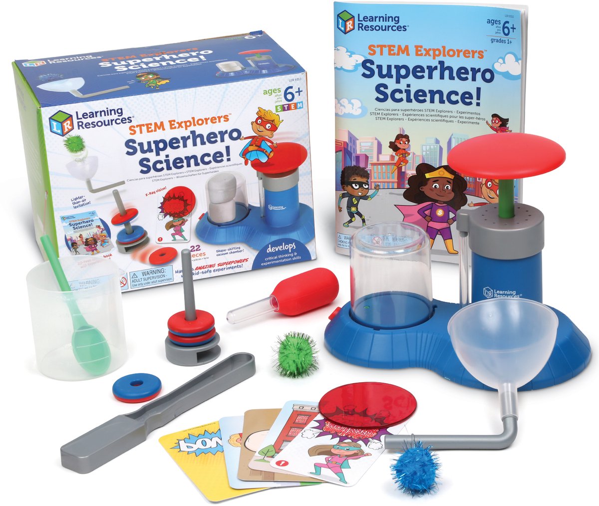 Gioco educativo del laboratorio scientifico del supereroe del giocattolo delle risorse di apprendimento. - 3+