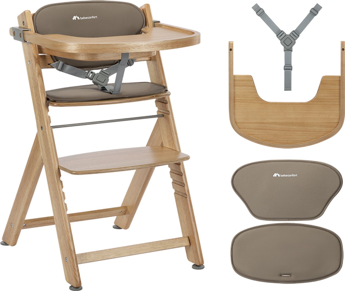 Bebeconfort timba2 con cojín reductor - trona - madera natural - de 6 meses a 99 años