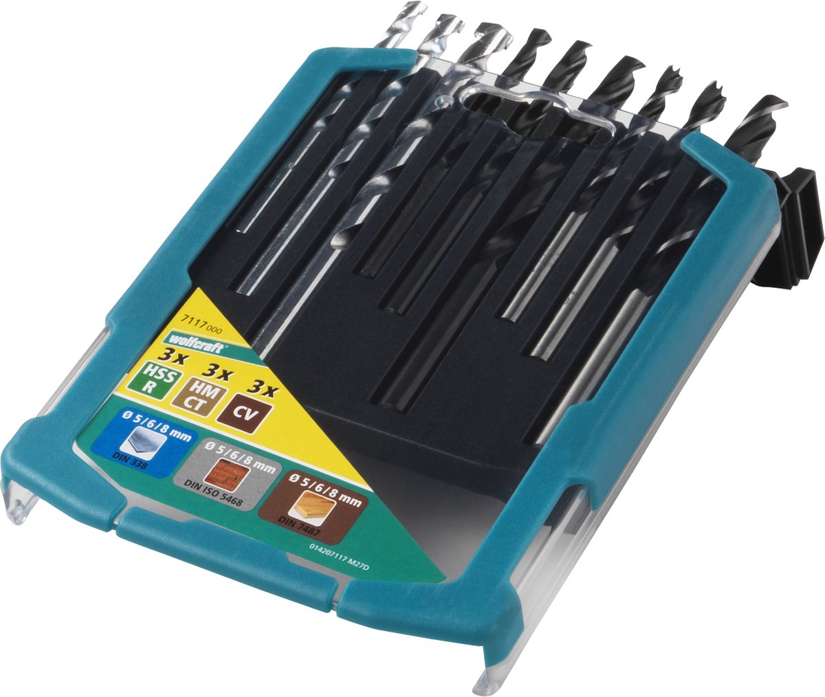 Wolfcraft - set di punte per metallo, legno, pietra - set di punte da 9 pezzi - 7117000
