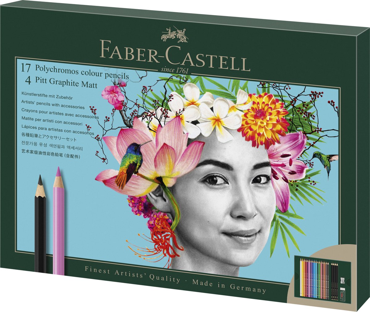Set da disegno Faber-Castell - polychromos e pitt graphite matt - 23 pezzi - fc-210052