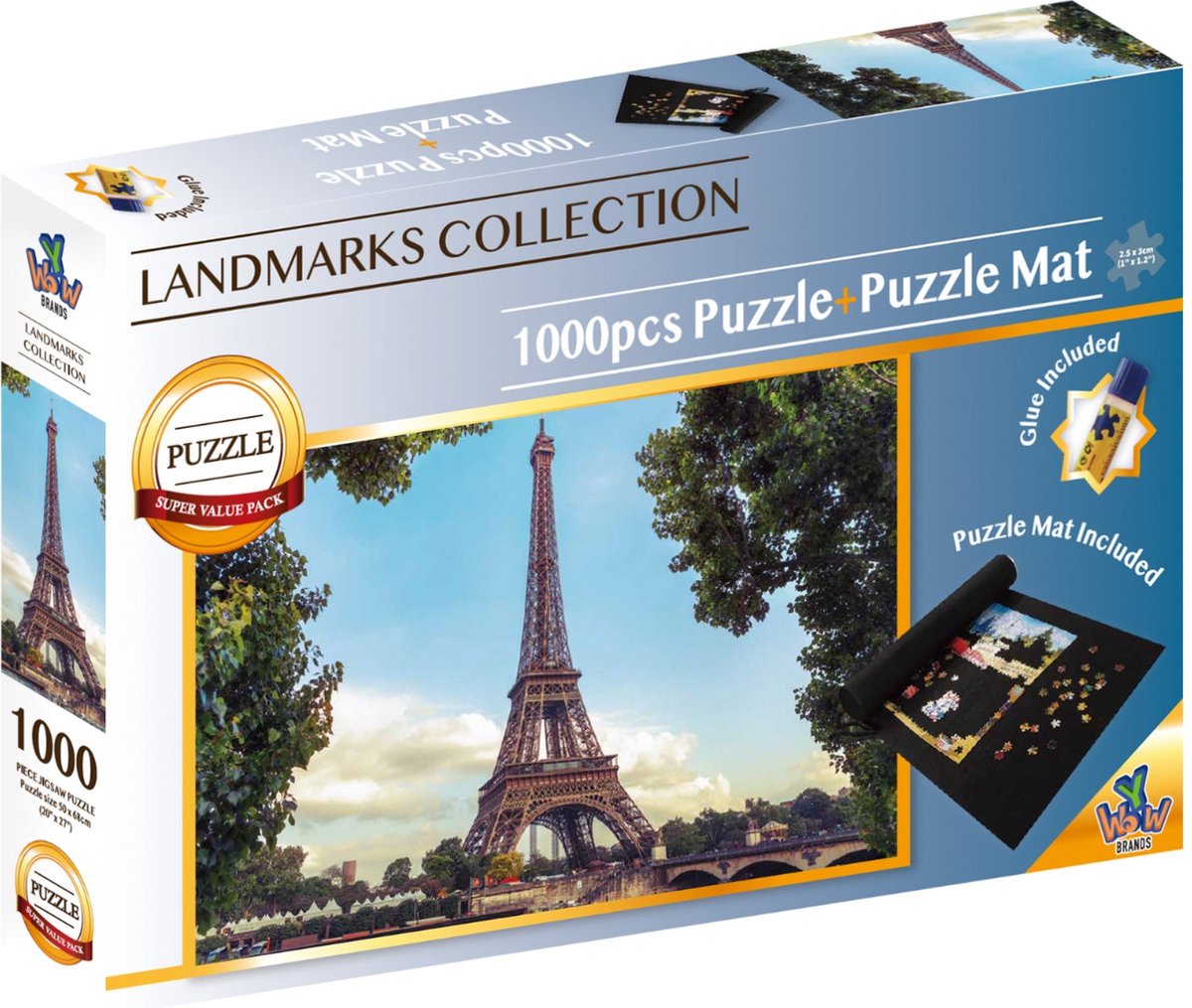 Puzzle Braet superpack 1000 pezzi + colla e tappetino - Torre Eiffel.