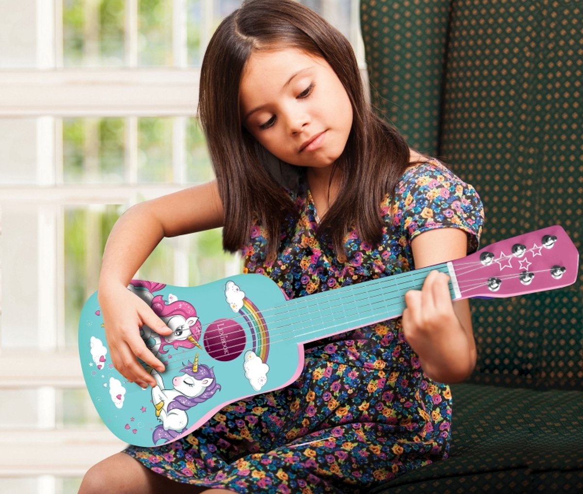Lexibook Mi primera guitarra de madera unicornio – 21'' 53 cm