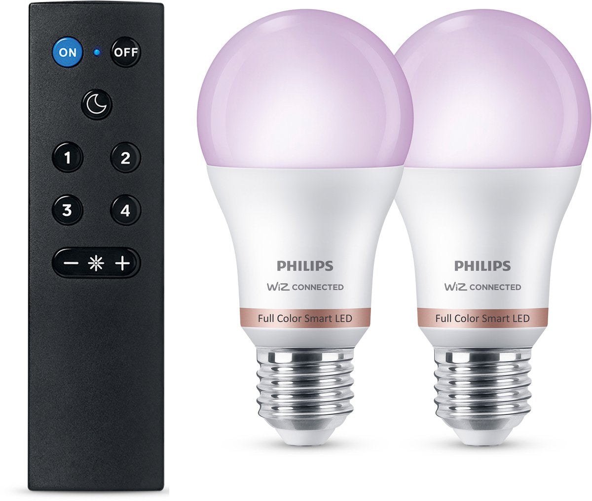 Philips illuminazione intelligente - starter kit - lampade intelligenti con telecomando - RGB - luce bianca colorata e regolabile - dimmerabile - attacco E27 - funziona con app Wiz - WiFi