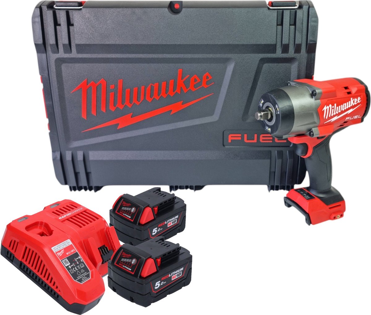 Avvitatore ad impulsi Milwaukee m18 fhiw2f12-502x m18 fuel™ 1 2 high trq, anello di attrito 1491nm, 2 x 5,0 ah - 4933492783