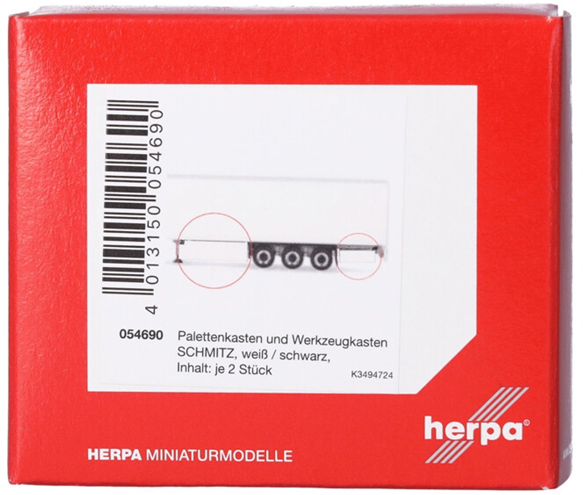 Caja-palet Herpa Schmitz, blanco negro (2 uds.)