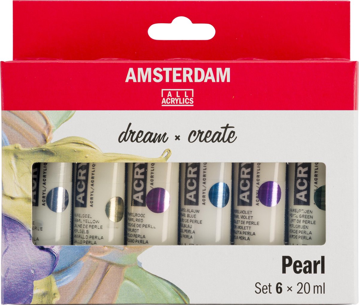 Bruynzeel Amsterdam serie estándar pintura acrílica nácar juego 20ml, 6 piezas.