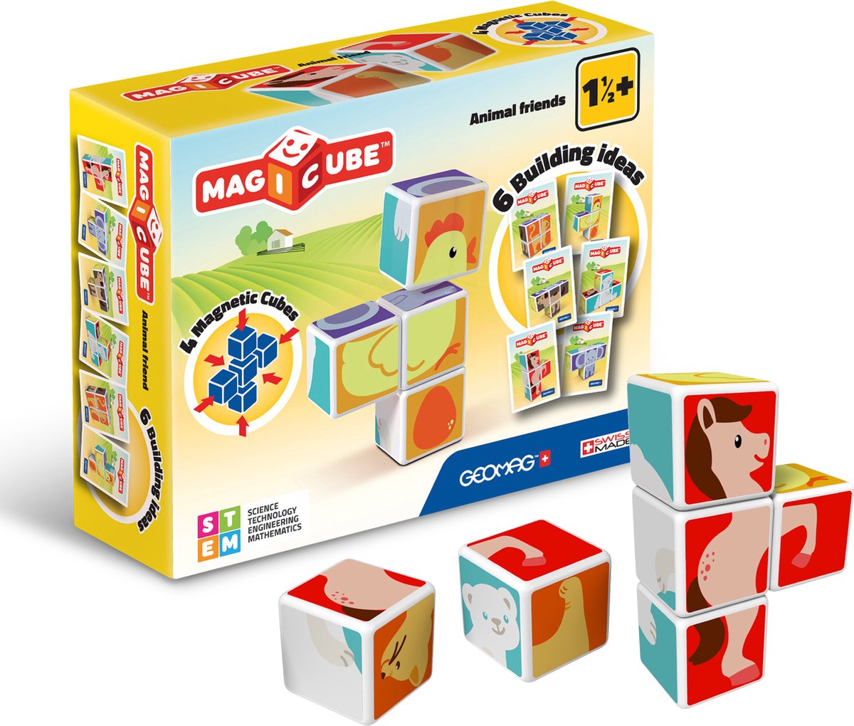 Geomag Magicube Animal Friends - Mattoncini magnetici - 4 pezzi - a partire da 2 anni