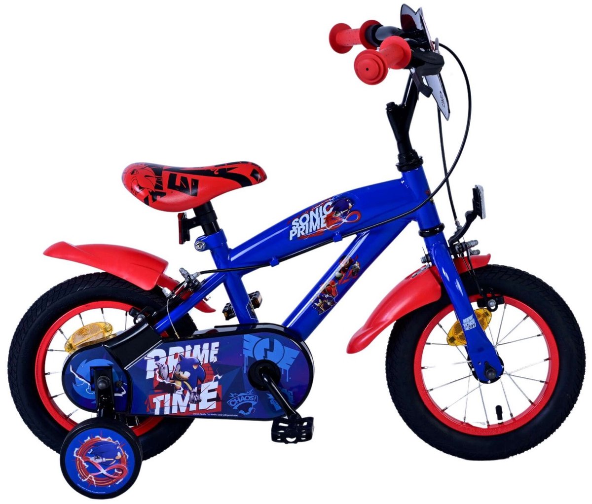 Sonic Prime Prime Children's Bike Boys de 12 pulgadas rojo de dos frenos de manos