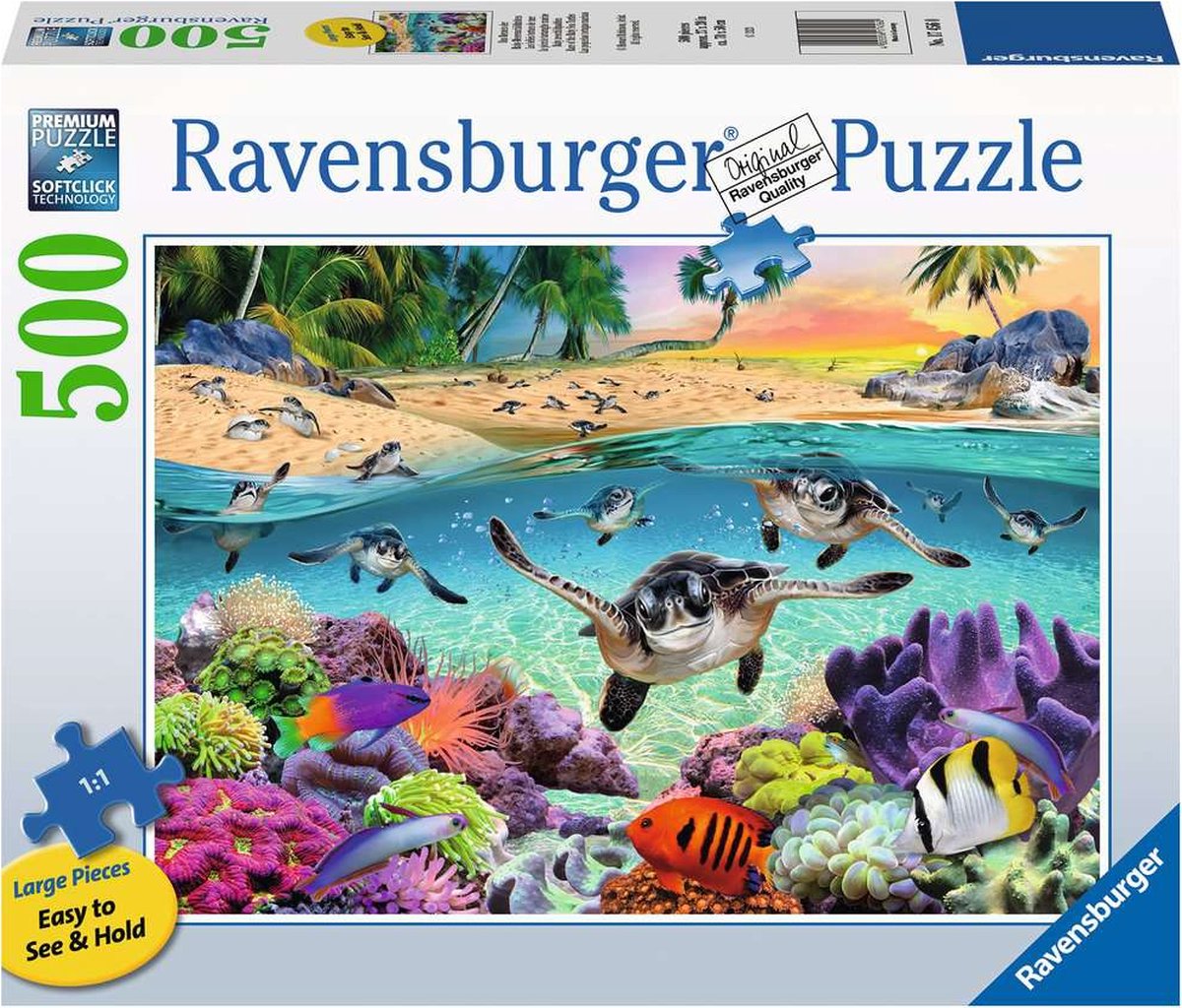 Ravensburger puzzel baby zeeschildpadden - legpuzzel - 500 large format stukjes