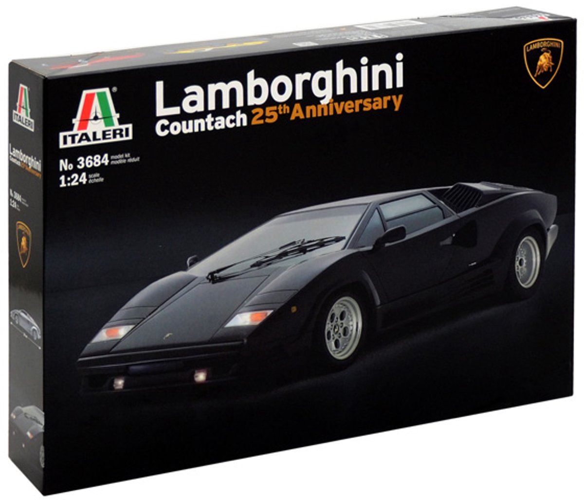 Italeri model kit car - 3684 lamborghini countach - 25° anniversario in plastica - 1:24 - modellismo