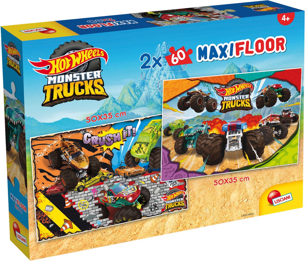 Lisciani hot wheels puzzle maxifloor 2 x 60