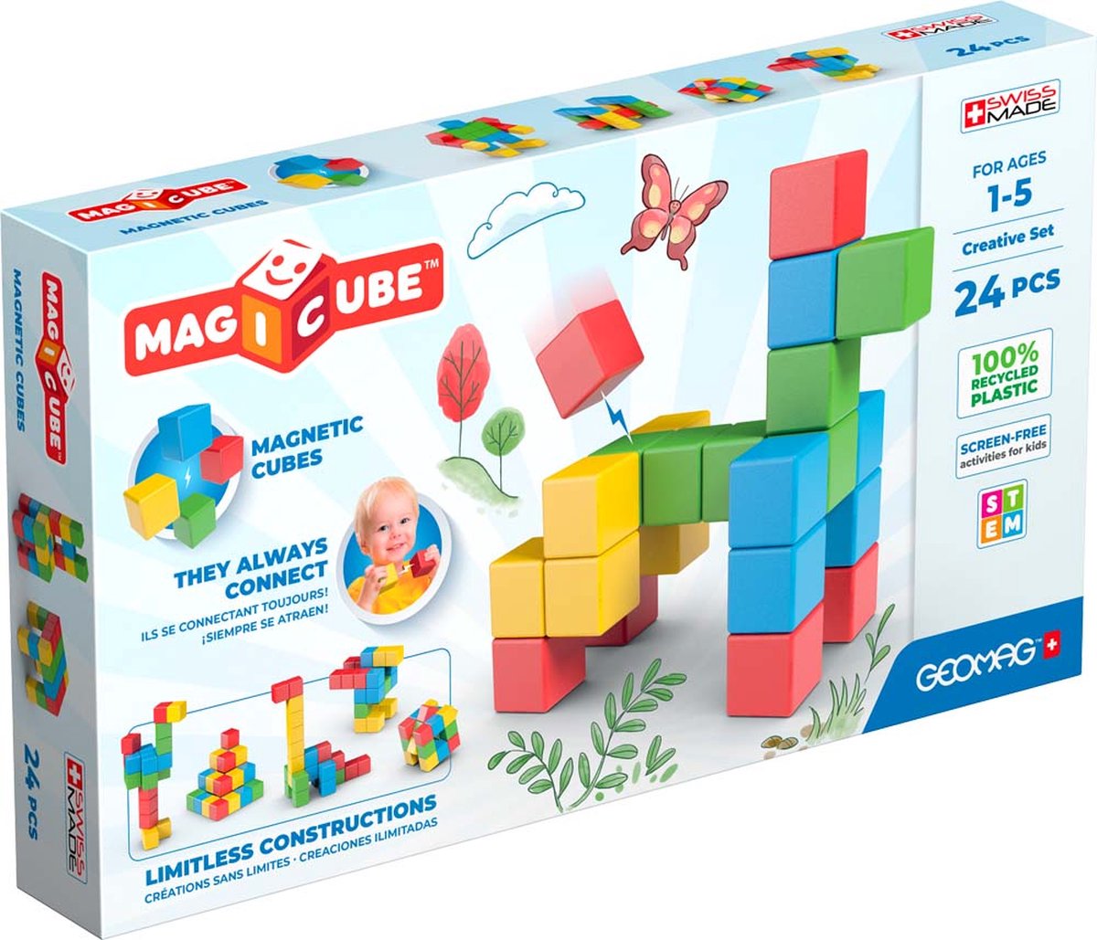 Geomag magicube creative reciclado - bloques de construcción magnéticos - 24 piezas - a partir de 1 año