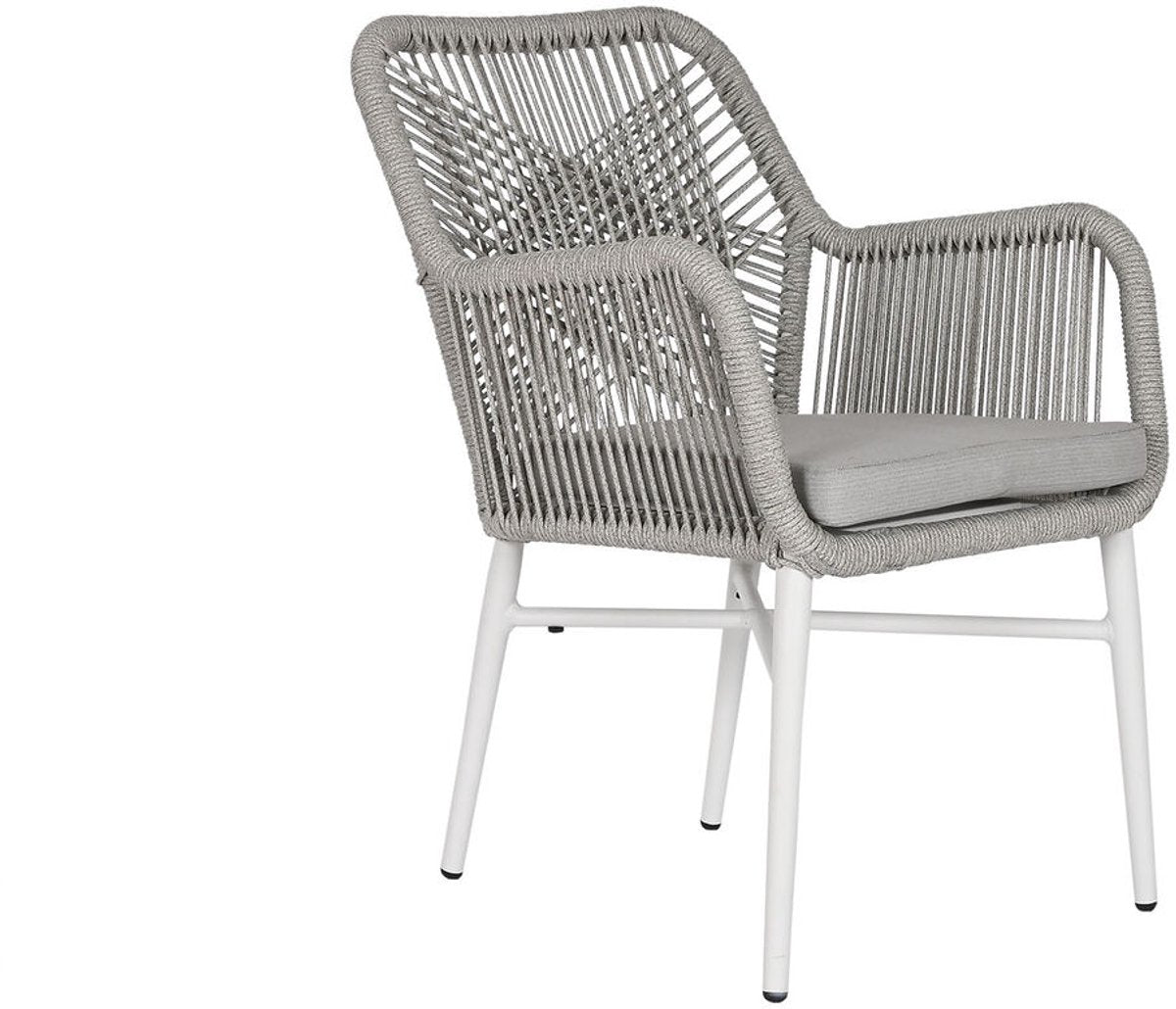 Home esprit silla de jardín ratán sintético aluminio gris blanco 57 x 63 x 84 cm