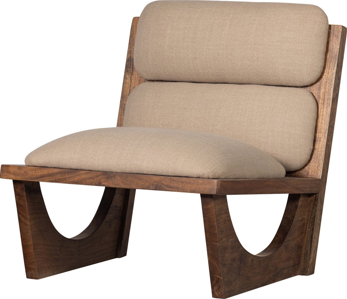Poltrona Woood opulenta - legno bouclé - naturale - 75x70x80