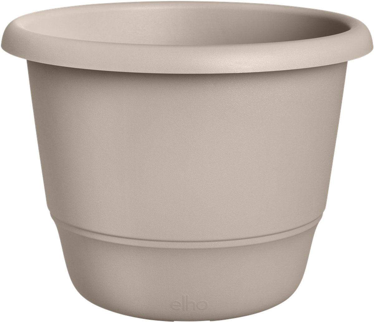 Elho amiga round 55 - large flower pot for indoors outdoors - 100% recycled plastic - ø 55 x h 41.3 cm - mushroom beige