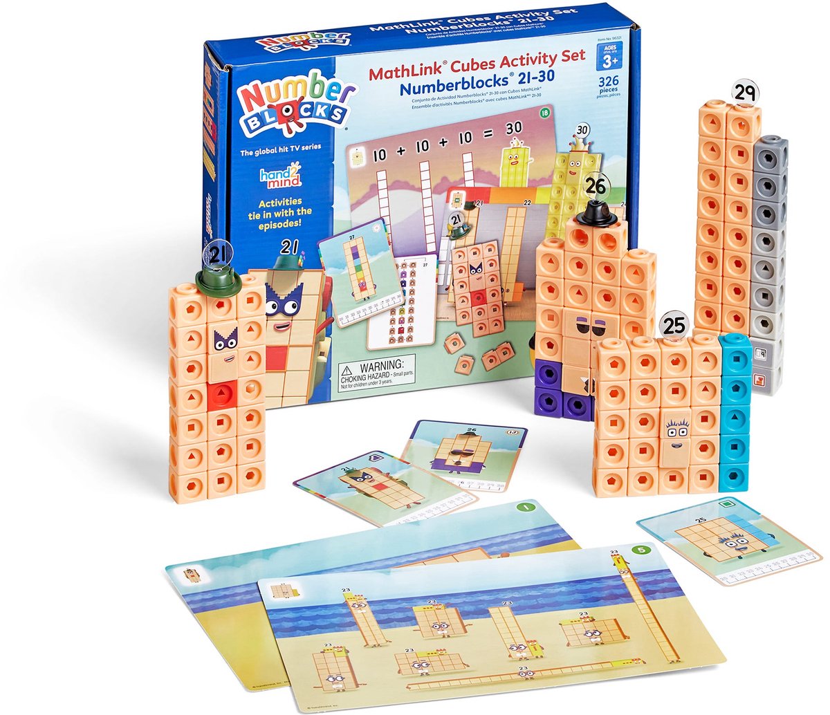 Recursos de aprendizaje mathlink® cubos bloques numéricos 21-30 conjunto de actividades - 3+