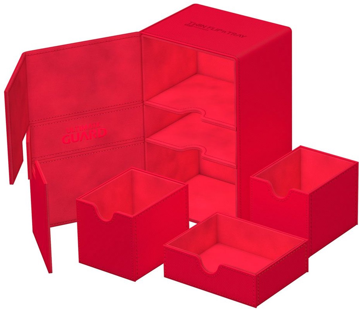 Ultimate guard twin flip'n'tray 160+ xenoskin - cajas de tarjetas rojas