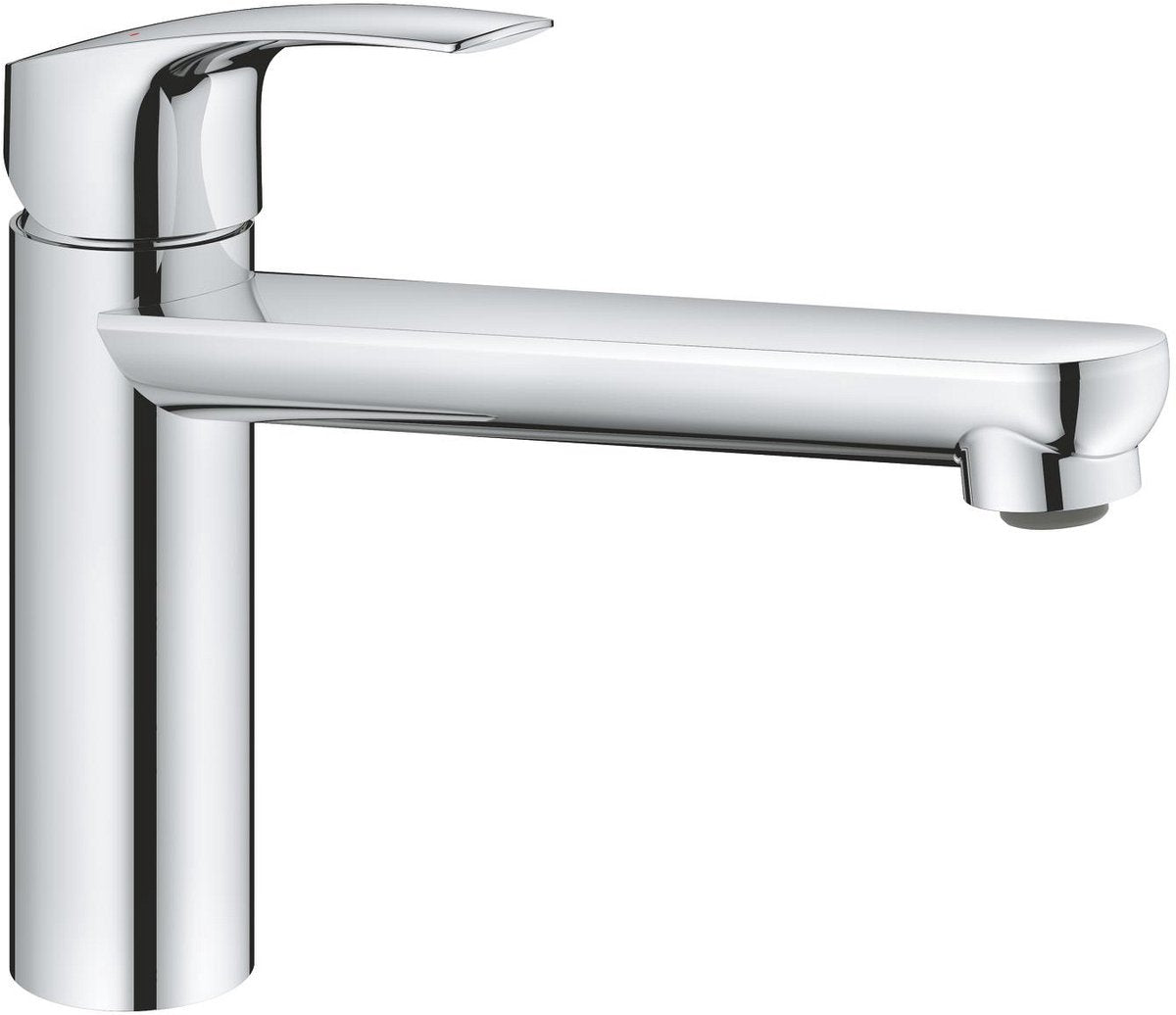 Grohe via keukenmengkraan – medium uitloop – draaibare uitloop (140°) – lood- en nikkelvrij ( zero) – chroom